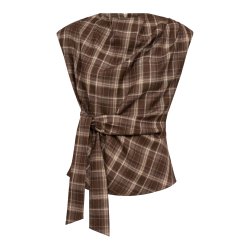 CO`COUTURE DAGNY CHECK PLEAT TOP
