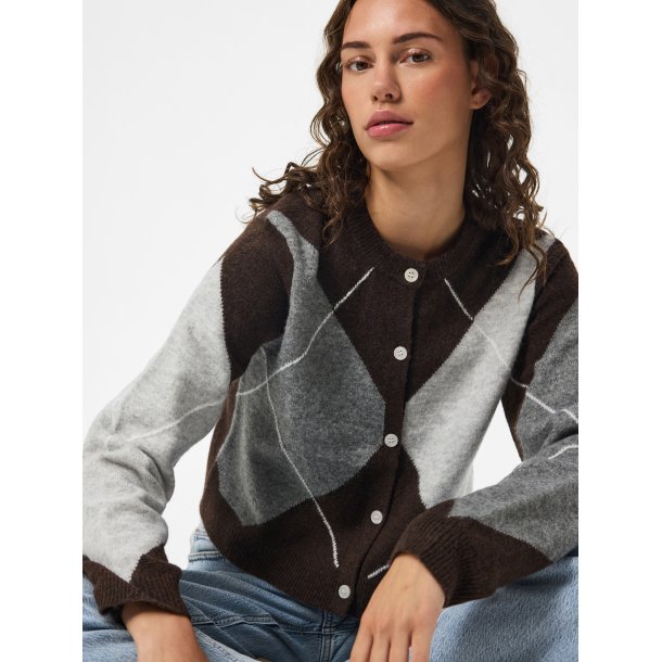 PCSALLY KNIT CHECK CARDIGAN