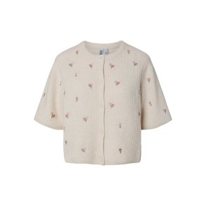 PCSILLY SS O-NECK EMB KNIT CARDIGAN
