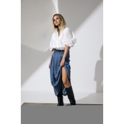 CO`COUTURE ANYA DENIM PLEAT SKIRT