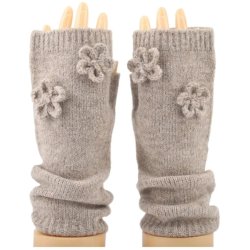 QNUZ KNIT 1/2 GLOVE W FLOWERS