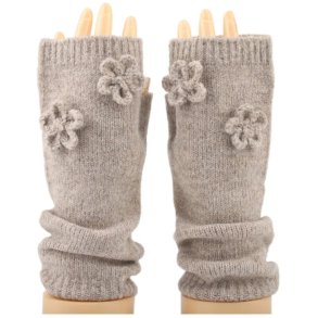 QNUZ KNIT 1/2 GLOVE W FLOWERS