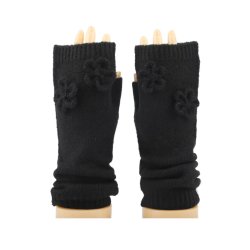 QNUZ KNIT 1/2 GLOVE W FLOWERS
