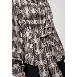 CO`COUTURE CHANDLER CHECK TIE BLOUS