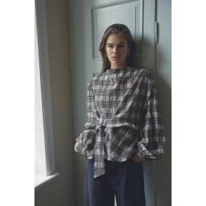 CO`COUTURE CHANDLER CHECK TIE BLOUS