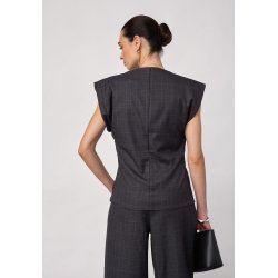 CO`COUTURE ELORA CHECK PLEAT TOP