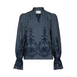 NEO NOIR AMARA STRIPE EMB BLOUSE