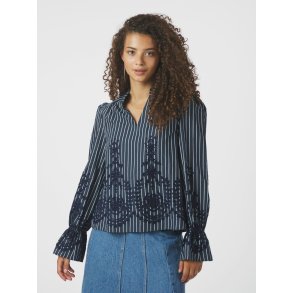 NEO NOIR AMARA STRIPE EMB BLOUSE