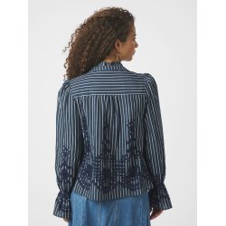 NEO NOIR AMARA STRIPE EMB BLOUSE