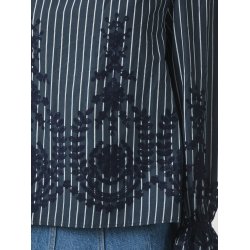 NEO NOIR AMARA STRIPE EMB BLOUSE