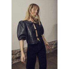 CO`COUTURE PHOEBE LEATHER BLOUSE  