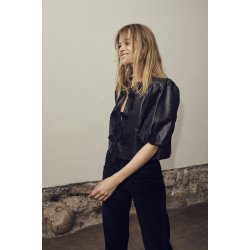 CO`COUTURE PHOEBE LEATHER BLOUSE  