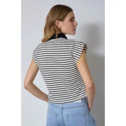 CO`COUTURE NORMA STRIPE POLO TOP