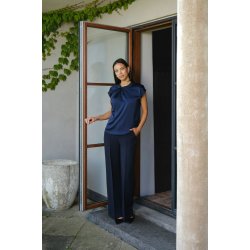 NEO NOIR FLEUR DRAPY SATIN BLOUSE